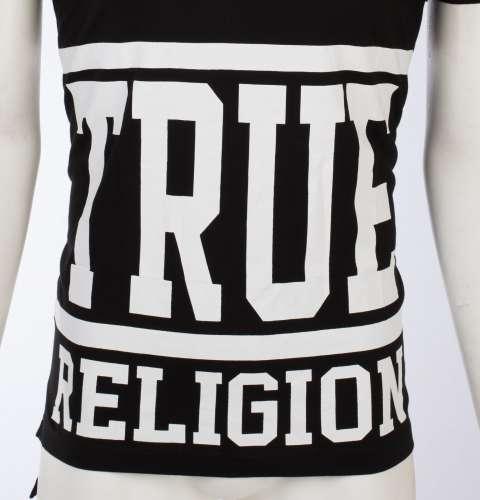 TRUE RELIGION Mens T-Shirt STARTER Black with White Print $95 Jeans NWT